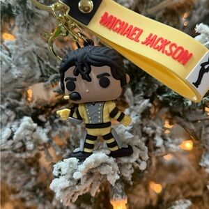 Michael Jackson Keychain with Yellow Strap